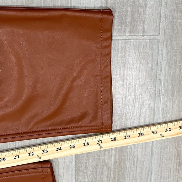 Abercrombie & Fitch The ‘90s Straight Ultra High Rise Faux Leather Pants Brown - Picture 14 of 16